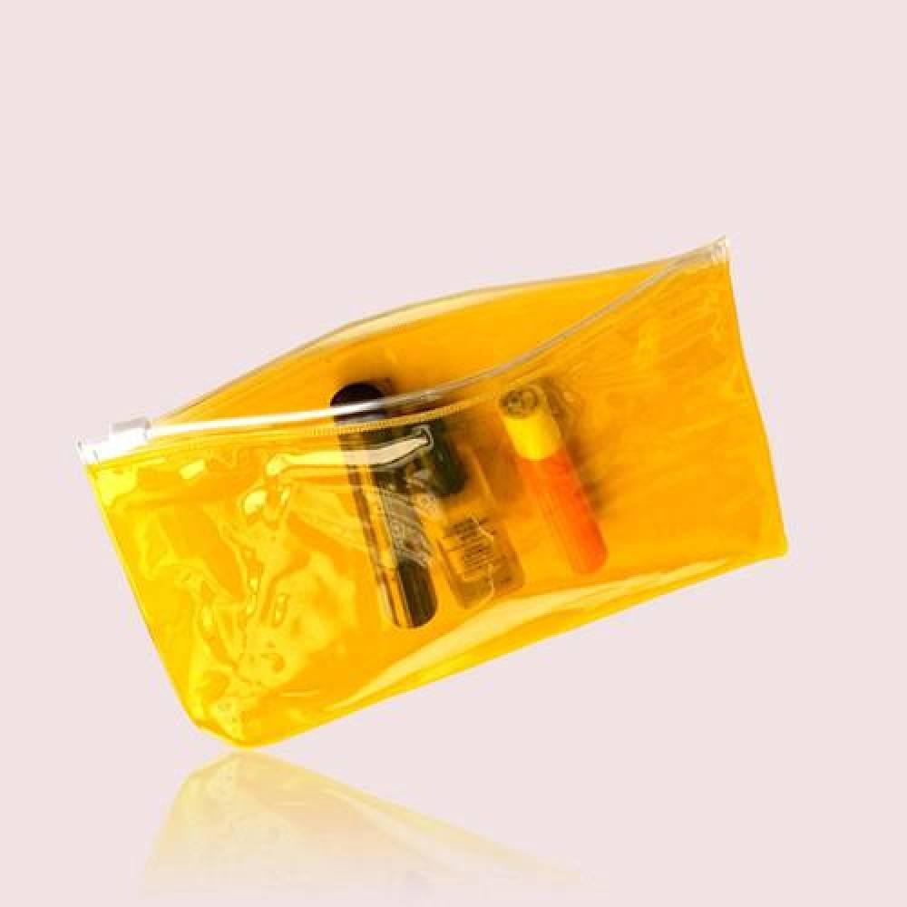 두꺼운 투명 컬러 PVC 지퍼백 -옐로 27X18cm 100매