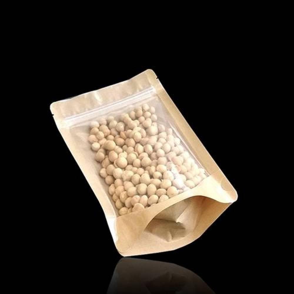 앞투명 후면 크라프트 지퍼스탠드 봉투 13X20cm 400매