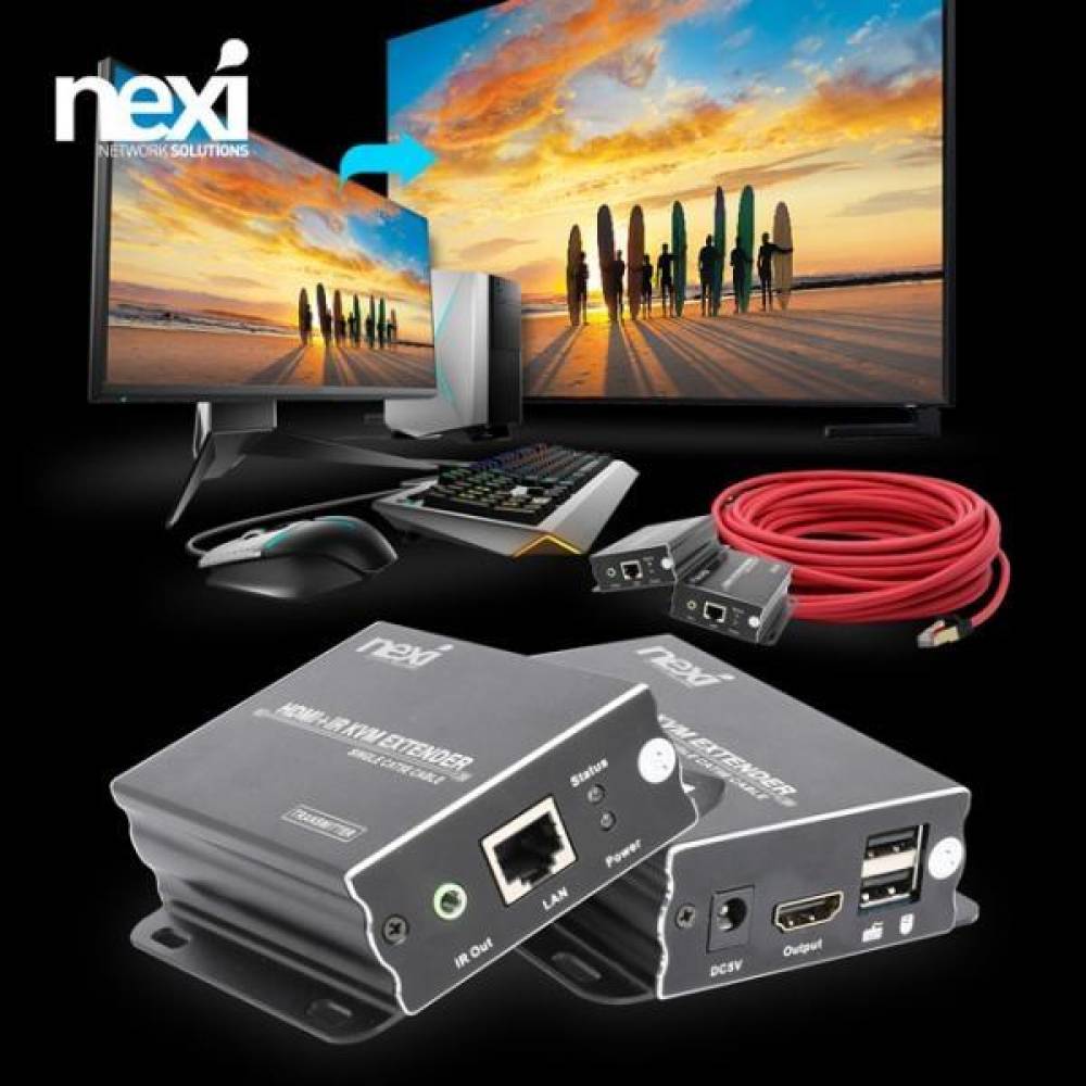 RJ45 UTP HDMI KVM 리피터 송수신기 세트 아답터 포함