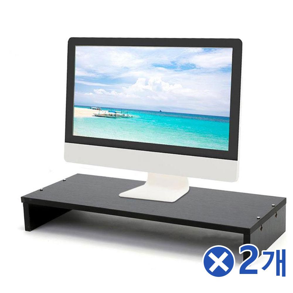 데스크정리 모니터 받침대 19.5x49.5x7.5cm 블랙x2개