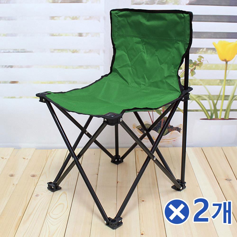 등받이 야외용 접이식의자-중 색상랜덤x2개 캠핑의자