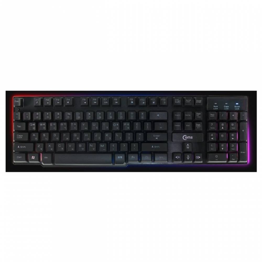 컴스 키보드 게이밍 LED USB 3컬러LED변환 12HotKey