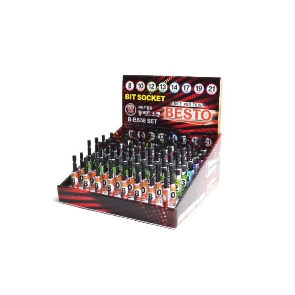 BESTO  롱비트소켓진열대세트 드라이버 58pcs 373-4501