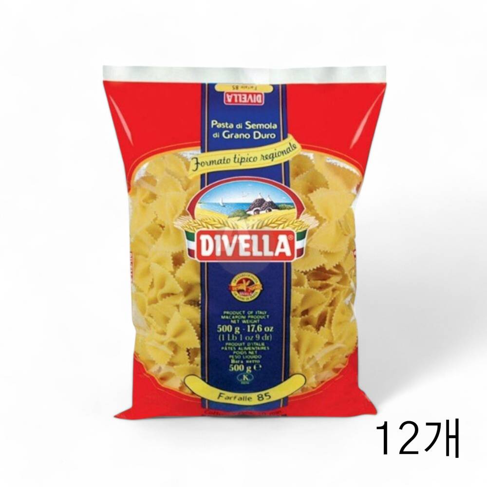 디벨라 파르팔레 85번 500g X 12개 리본모양 듀럼밀 이탈리아산파스타면 리본파스타