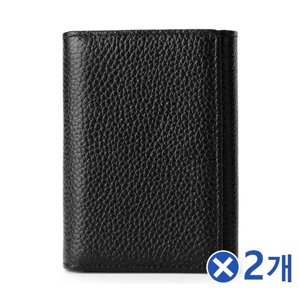 똑딱이 심플 소가죽 카드지갑 블랙x2개 학생지갑