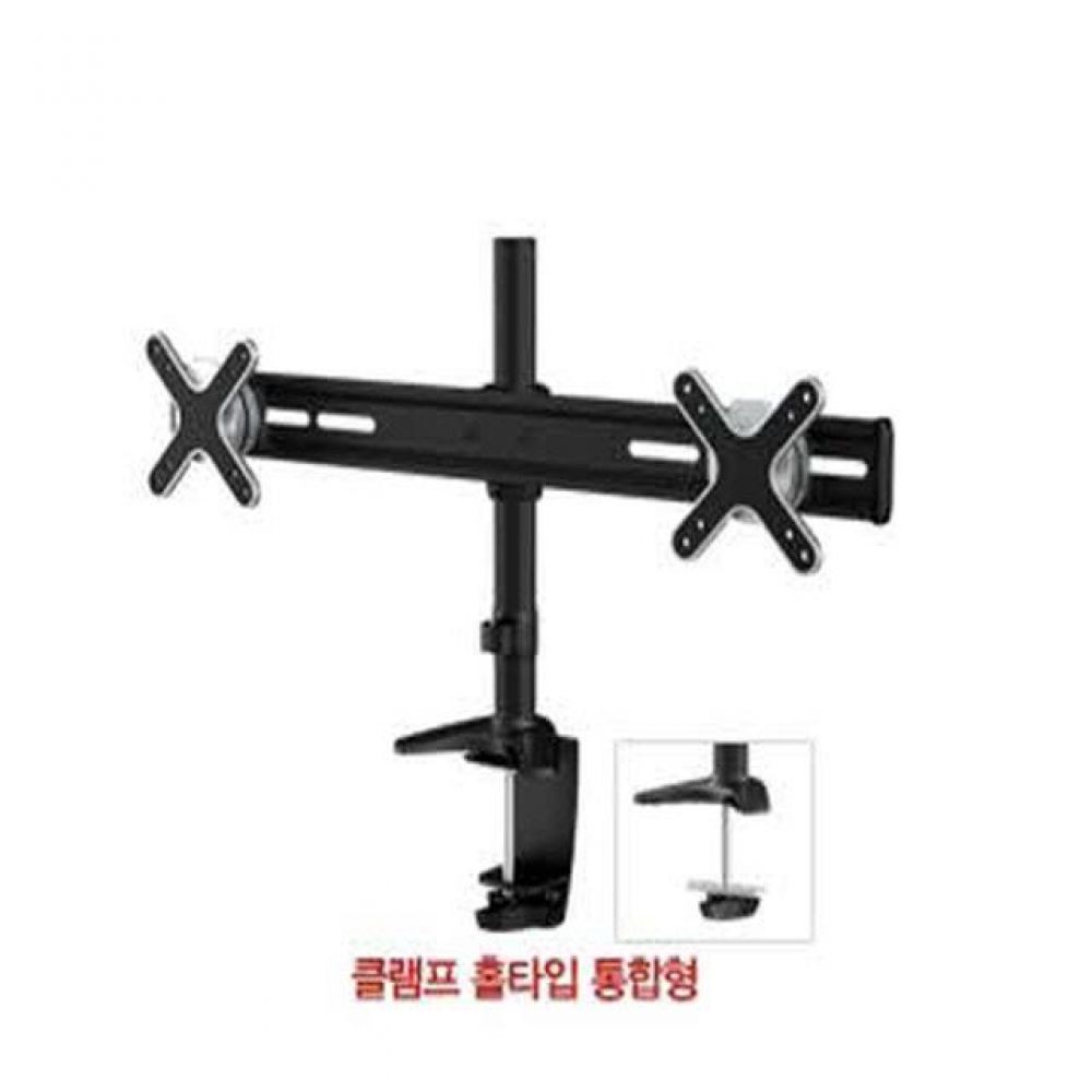 (E)ET-02C 클램프듀얼형 LED LCD 모니터 거치대/공사용/잡재/ 모니터암 책상용 탁상용 스탠드 클램프 홀타입 다중 멀티 듀얼 2중