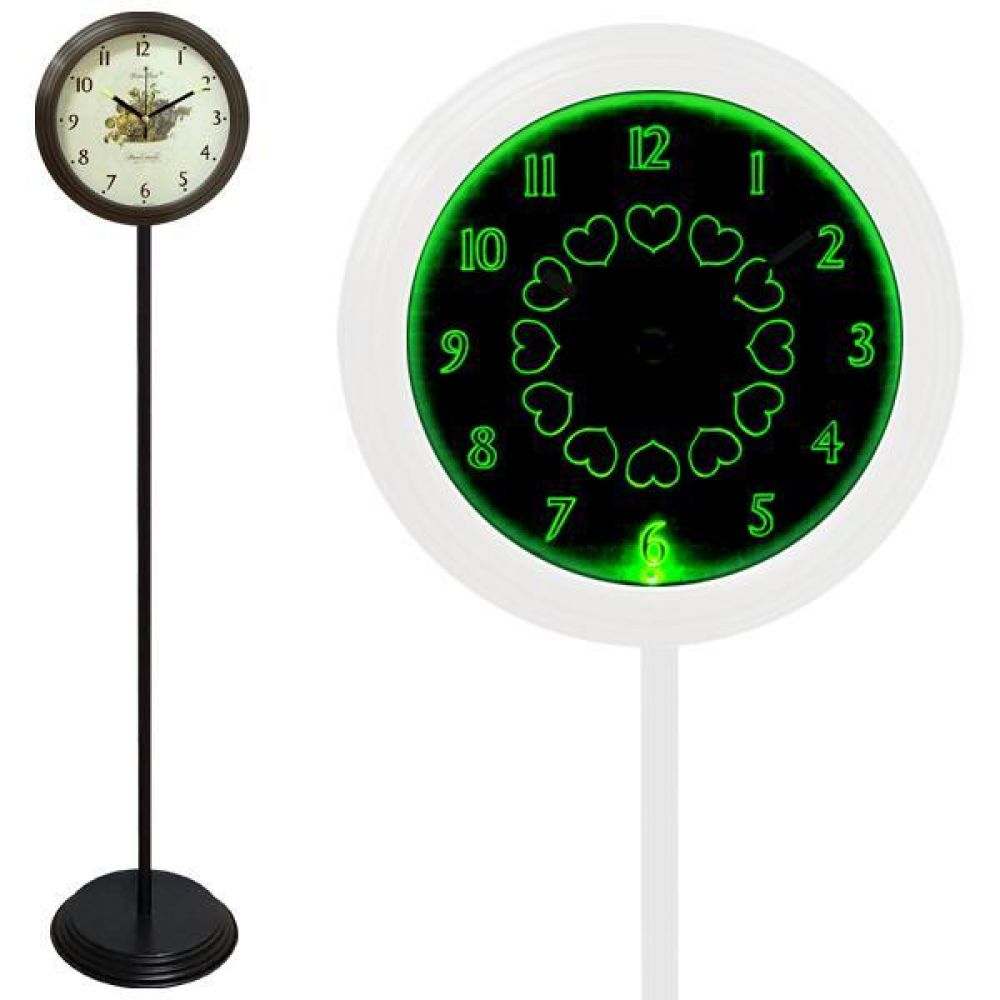 GB6707 무소음 LED 그린 스탠드시계 블랙 과일