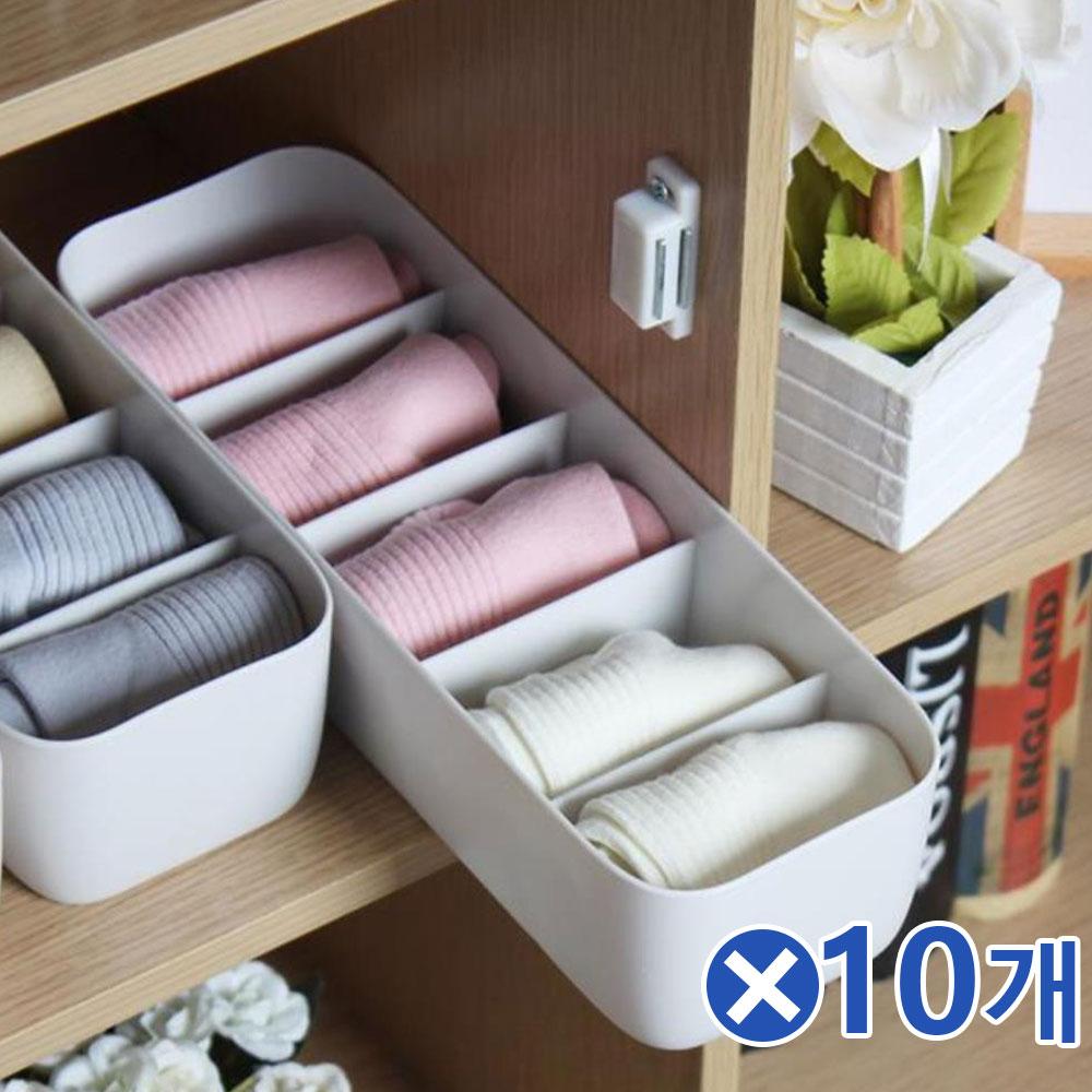 톤다운 베이직 5칸 속옷정리함 그레이x10개 양말정리