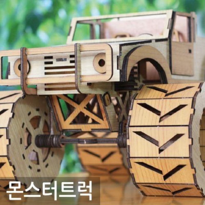 3D입체 조립식 나무 미니어쳐 몬스터 트럭 인테리어소품 트럭피규어