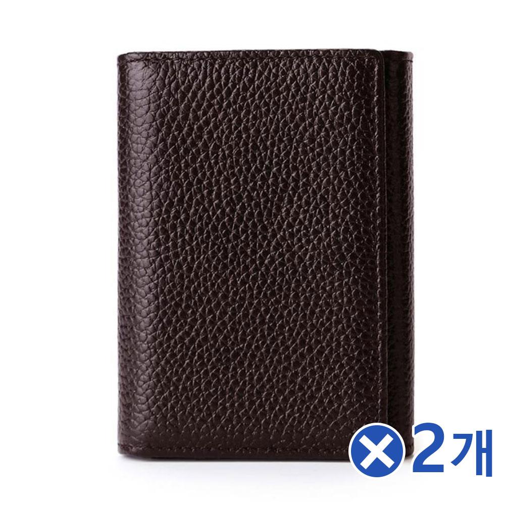 똑딱이 심플 소가죽 카드지갑 브라운x2개 학생지갑