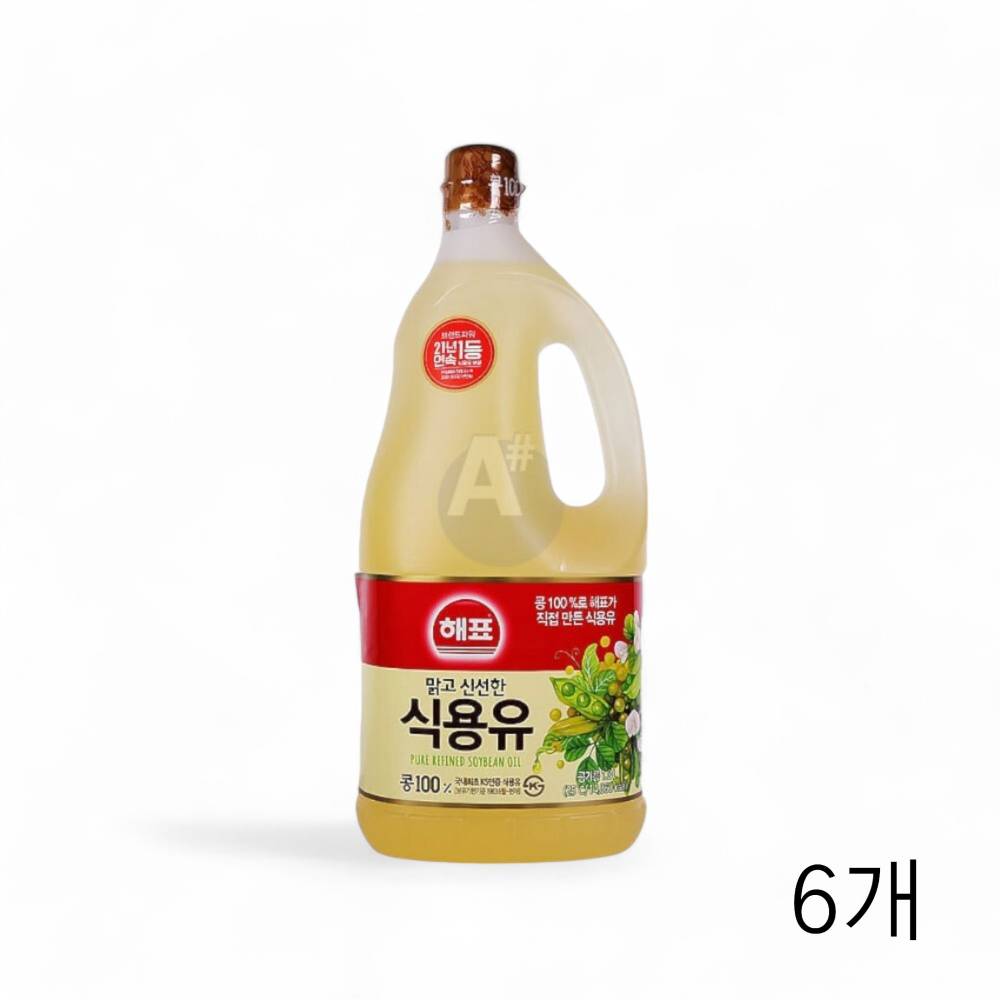 해표 대두유 1.8L X 6개 콩기름 업소용 식당 대용량식용유 식자재 튀김유 튀김기름