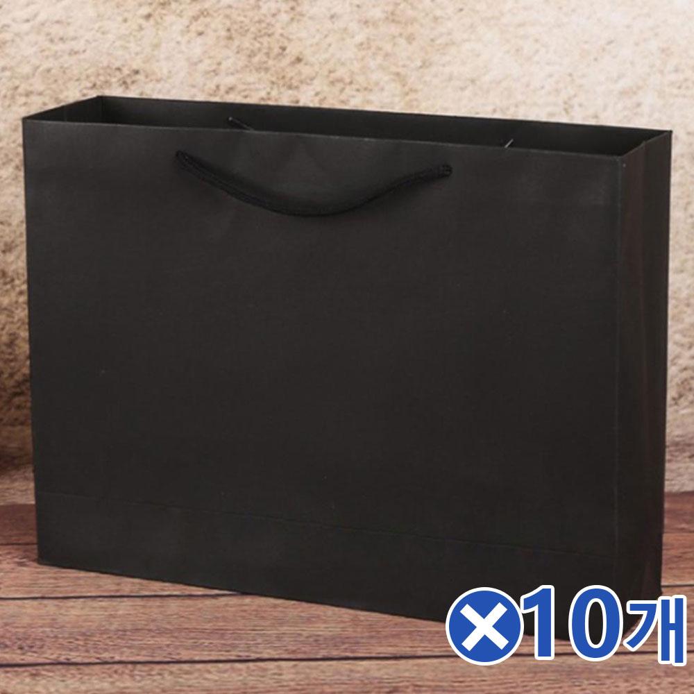 가로형 무지 검정색 쇼핑백 43x32cmx10개 마트가방