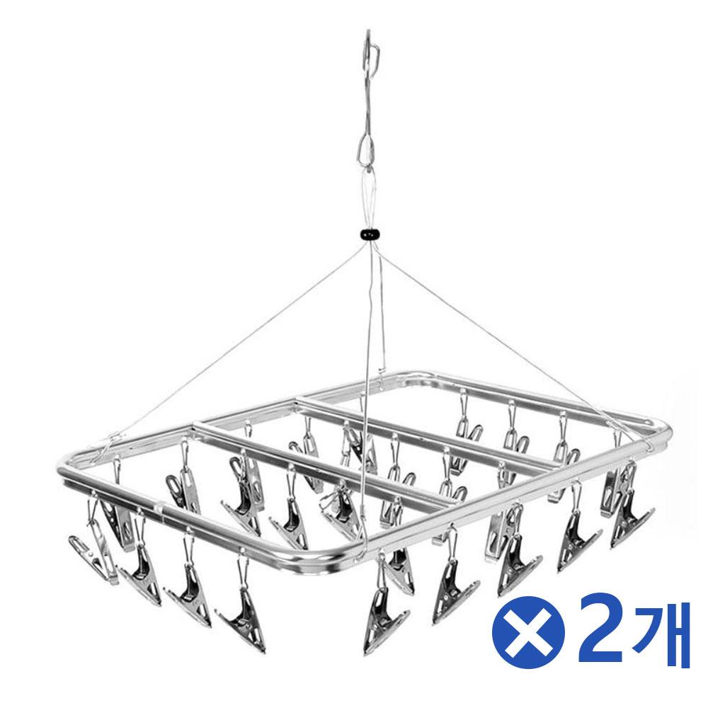 와이어줄 모빌형 빨래집게 건조대x2개 좁은공간건조대