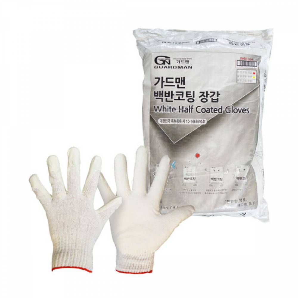 가드맨 반코팅장갑 백색 (300조입)PP백포장