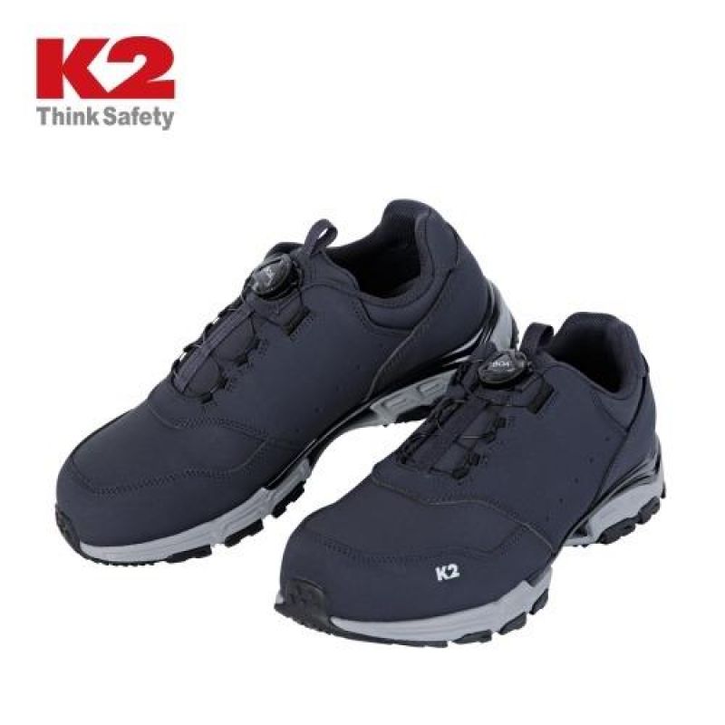 K2 심플 디자인 보아다이얼 산업용 안전화 네이비 남여공용