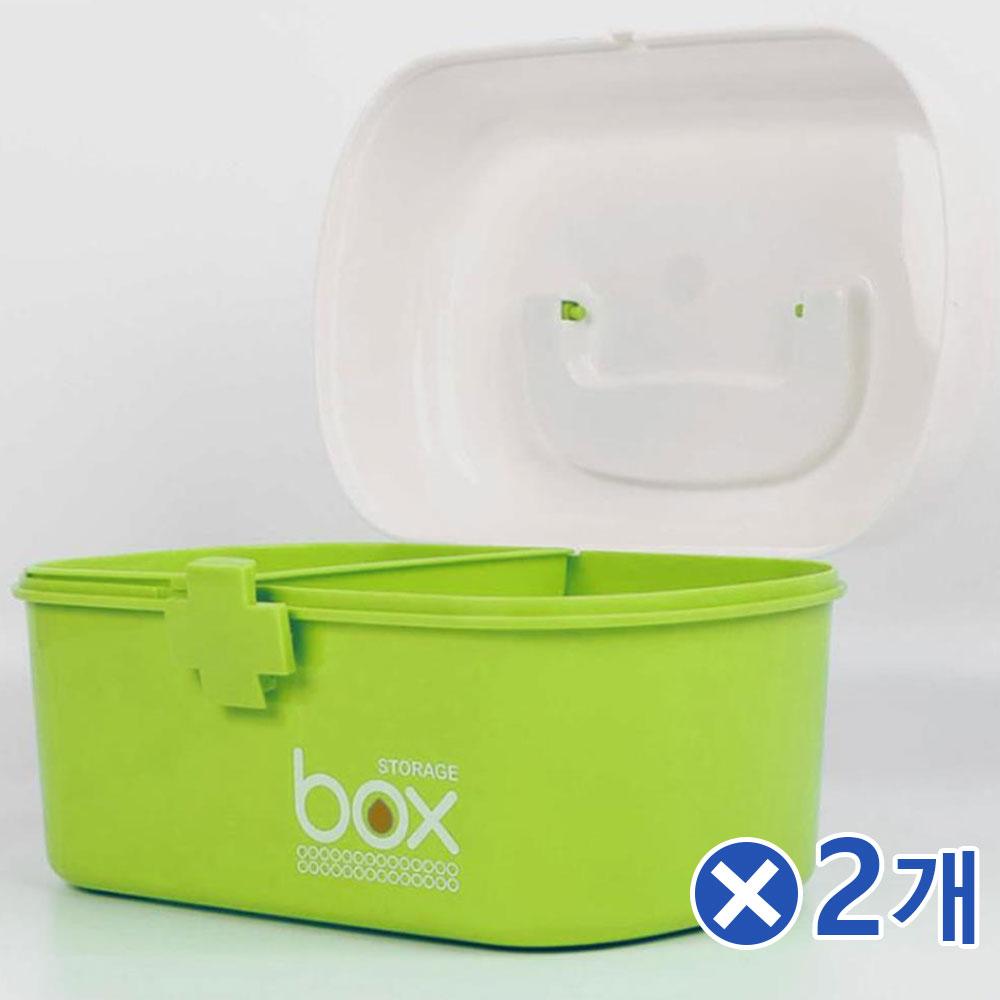 깊이있는 투톤 구급함 그린x2개 약정리함 약통케이스