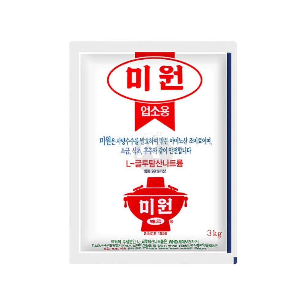 대상 미원 업소용 L-글루탐산나트륨 발효조미료 3kg 대용량 업소용식자재 감칠맛 조미료가루